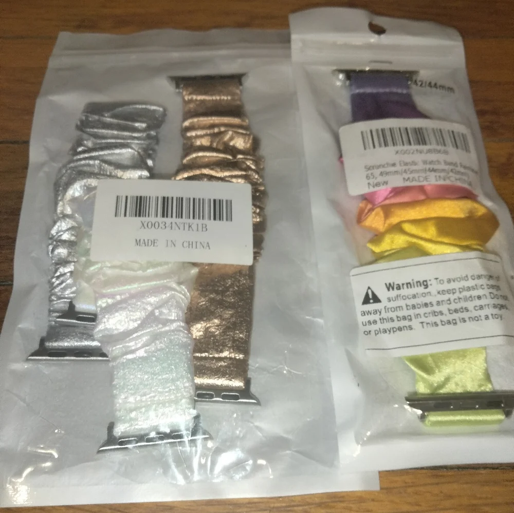Ladies Scrunch Apple Watch Band Set - Metallic and Rainbow Pastels